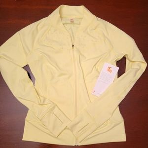 NWT Lucy Activewear Yellow Zip Jacket/Cardigan with Decorative Panels, S…